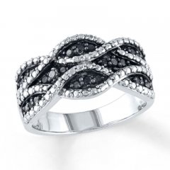 Black Diamond Ring 1/4 ct tw Round-cut Sterling Silver