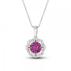 Le Vian Ruby & Diamond Necklace 1/8 ct tw 14K Vanilla Gold 18"