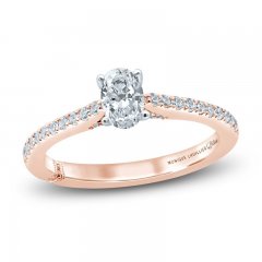 Monique Lhuillier Bliss Diamond Engagement Ring 5/8 ct tw Oval & Round-cut 18K Two-Tone Gold