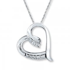 Diamond Heart Necklace 1/20 ct tw Round-cut Sterling Silver