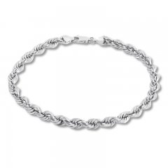 Rope Chain Bracelet 14K White Gold 8" Length