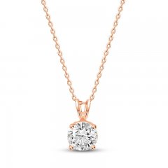 Solitaire Diamond Necklace 1 ct tw Round-cut 14K Rose Gold 18"