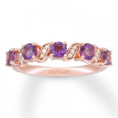 Amethyst & Diamond Ring 14K Rose Gold