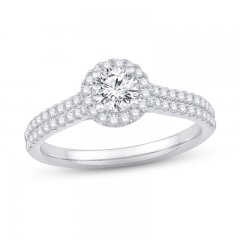 The Kiss Halo Diamond Engagement Ring 7/8 ct tw Round-cut Platinum