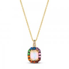 Le Vian Multi-Gemstone Necklace 1/20 ct tw Diamonds 14K Honey Gold 18"