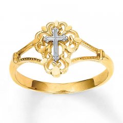 Women's Cross Ring 14K Two-Tone Gold