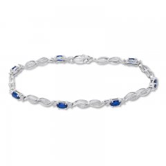 Lab-Created Sapphire Bracelet with Diamonds Sterling Silver