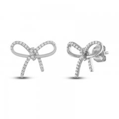 Diamond Bow Earrings 1/5 ct tw Round-cut 10K White Gold