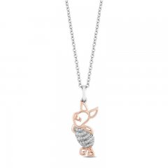 Disney Piglet Diamond Necklace 1/20 ct tw 10K Rose Gold/Sterling Silver 17"