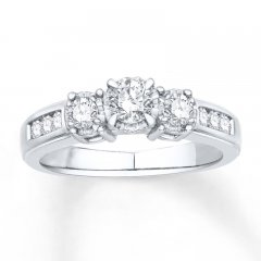 Three-Stone Ring 5/8 ct tw Diamonds 10K White Gold