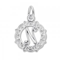 Letter N Charm Sterling Silver