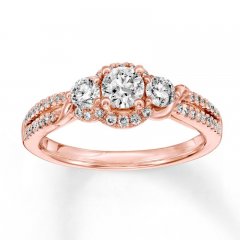 Diamond Engagement Ring 3/4 ct tw Round-cut 14K Rose Gold