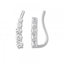 Leo Diamond Earring Climbers 3/4 ct tw 14K White Gold