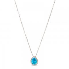 Le Vian Blue Topaz & Diamond Necklace 1/8 ct tw 14K Vanilla Gold 18"