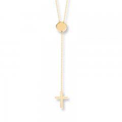 Cross Lariat Necklace 14K Yellow Gold