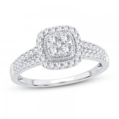 Multi-Diamond Engagement Ring 1/2 ct tw Round-cut 10K White Gold