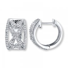 Diamond Hoop Earrings 1/4 ct tw Round-cut Sterling Silver