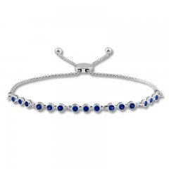 Lab-Created Sapphire Bolo Bracelet Bezel-set Sterling Silver