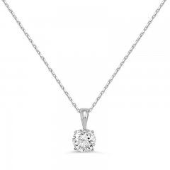 Solitaire Diamond Necklace 1 ct tw Round-cut 14K White Gold 18"