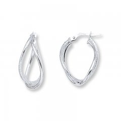 Twisted Hoop Earrings 14K White Gold