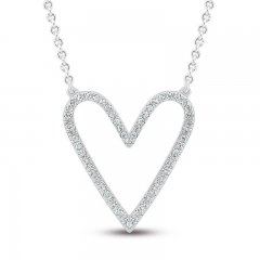 Diamond Heart Necklace 1/8 ct tw Round-cut 10K White Gold 18"