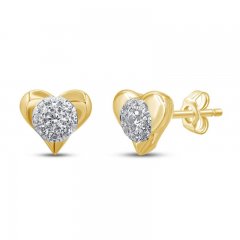 Diamond Heart Earrings 1/4 ct tw 10K Yellow Gold