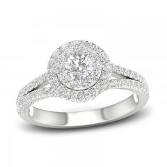 Diamond Engagement Ring 1-1/5 ct tw Round-cut 18K White Gold