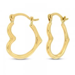 Stamped Heart Earrings 14K Yellow Gold