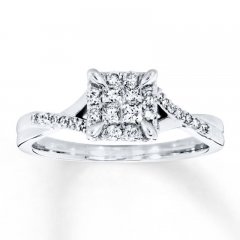 Engagement Ring 1/3 ct tw Diamonds 10K White Gold