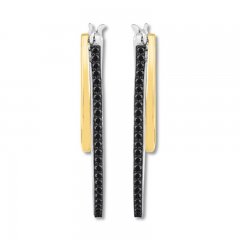 Black Diamond Hoop Earrings 1/3 ct tw Sterling Silver/10K Gold