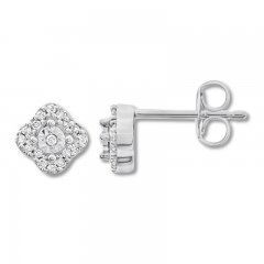 Diamond Earrings 1/15 ct tw Round-cut 10K White Gold