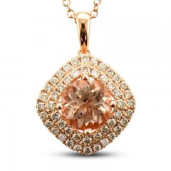 Le Vian Creme Brulee Morganite Necklace 1/2 ct tw Diamonds 14K Strawberry Gold 20"