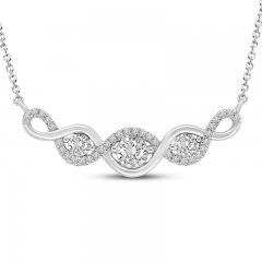 Diamond Fashion Necklace 1/4 ct tw Round-cut 10K White Gold 18"