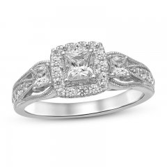 Diamond Engagement Ring 1 ct tw Princess/Round 14K White Gold