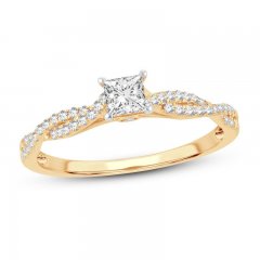 Diamond Engagement Ring 1/2 ct tw Princess/Round 14K Yellow Gold