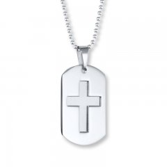 Men's Cross Necklace Stainless Steel 22" Length