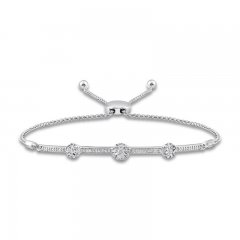 Diamond Bolo Bracelet 1/4 ct tw Round-cut Sterling Silver