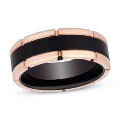 8mm Wedding Band Black & Rose Tungsten Carbide