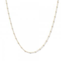 Beaded Cable Chain Necklace 14K Yellow Gold 16" Length