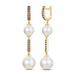 Le Vian Chocolatier Pearl Earrings 1/4 ct tw Diamonds 14K Honey Gold