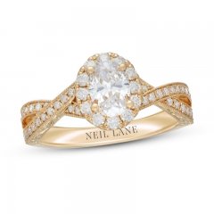 Neil Lane Diamond Engagement Ring 1-1/4 ct tw Oval/Round 14K Yellow Gold