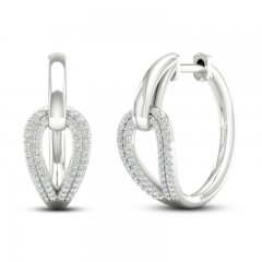 Love + Be Loved Diamond Hoop Earrings 1/4 ct tw 10K White Gold