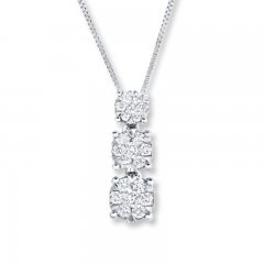 Diamond Necklace 3/8 ct tw Round-cut 14K White Gold