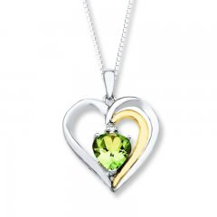 Peridot Necklace Diamond Accent Sterling Silver/10K Gold