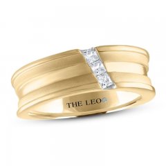 THE LEO Diamond Men's Wedding Band 1/4 ct tw Princess-cut 14K Yellow Gold