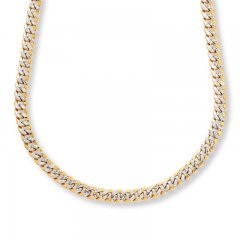 Curb Link Necklace 10K Two-Tone Gold 22" Length