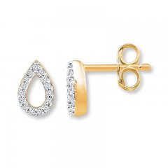 Teardrop Earrings 1/10 ct tw Diamonds 10K Yellow Gold