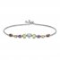 Multi-Gemstone Bolo Bracelet Sterling Silver 7.5"