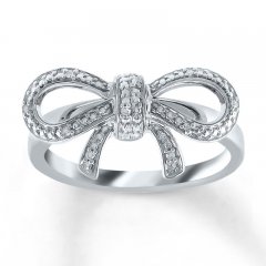 Bow Ring Diamond Accents Sterling Silver