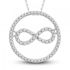 Diamond Infinity Necklace 1/4 ct tw Round-cut 10K White Gold 18"